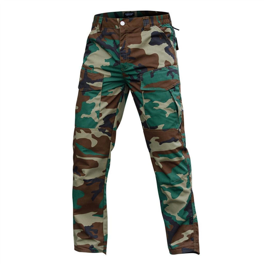 Outdoor Typo Pants Thin Breathable Men's Camouflage Pants Slim-fitting Trousers Military Fans Training Multi-bag Work Pants