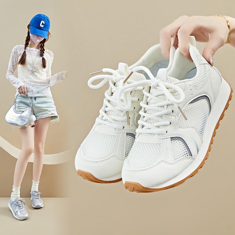 Fashion Women's Mesh Breathable Style Casual Shoes 2025 Spring Fashion Thick Soled Sports Shoes Comfortable Lightweight Sneakers