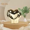 1/2Pcs Love Heart Gesture Figurine Holding Heart Hand Ceramic Statue Sculpture Home Office Wedding Party Desktop Decoration Ornament