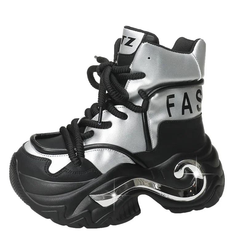 

Популярные туфли поп-музыки Европейская станция Популярная осень и зима Новые женские туфли с круглым носком Толстая подошва Цветные туфли с высоким верхом для женщин 39