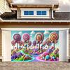 A dreamy candy-themed background banner made of polyester, suitable for various party decorations both indoors and outdoors.