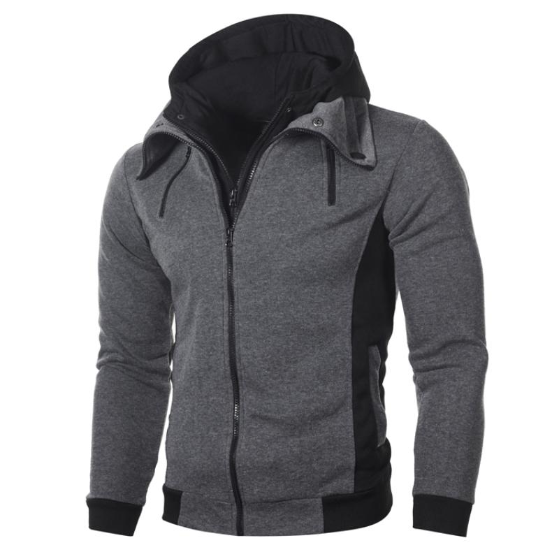 

New Double-pull Hooded Casual Men s Cardigan Sweater 3XL темно-сірий колір