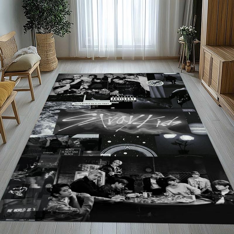 HD Stray Kids Kpop Star Living Room Non-Slip Area Rug Soft Carpet for Bedroom Kids Playroom Sofa,Home Decor Doormat Gift
