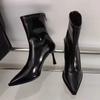 Autumn Winter Women Slim Ankle Boots Fashion Elegant Pointed Toe Shoes Thin High Heel Women's Morder Short Booties