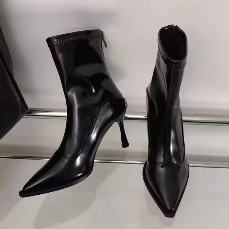 Autumn Winter Women Slim Ankle Boots Fashion Elegant Pointed Toe Shoes Thin High Heel Women's Morder Short Booties