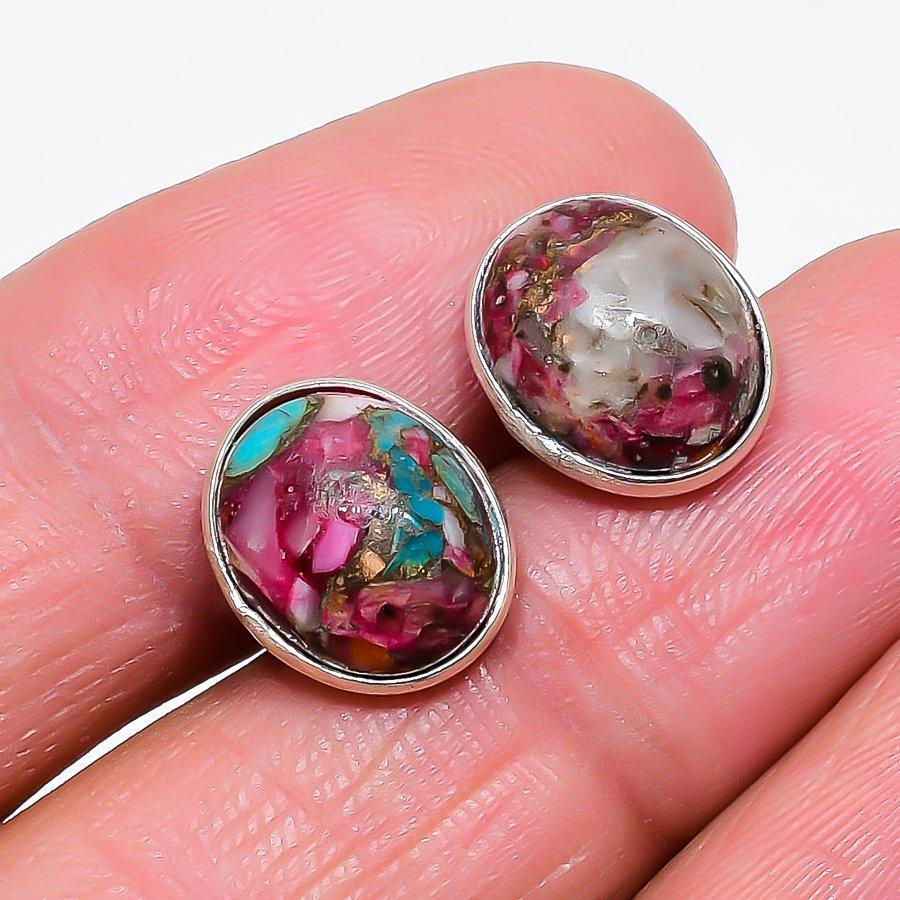 

Spiny Oyster Gemstone Handmade 925 Sterling Silver Jewelry Earring 0.59 KJ-689