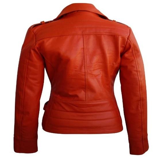 Noora Womens Lambskin Orange Leather Jacket | Stylish Motorcycle Biker Rider Jacket | Slim Fit Winter Party Jacket | Best Gift for Her