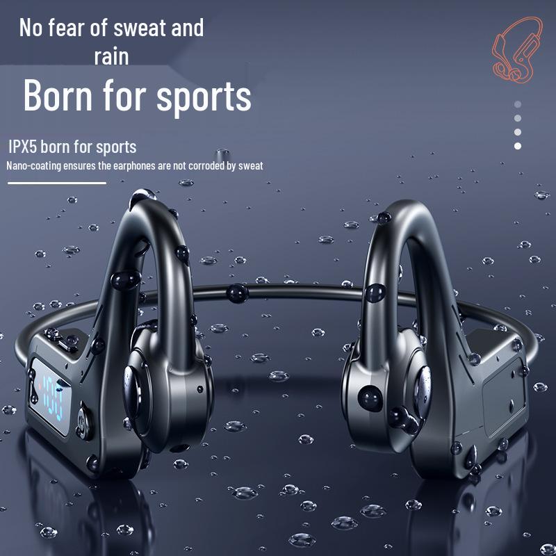 X7 Wireless Bone Conduction Sports Headphones with Bluetooth, Waterproof, Card-Insertion, and Digital Display.