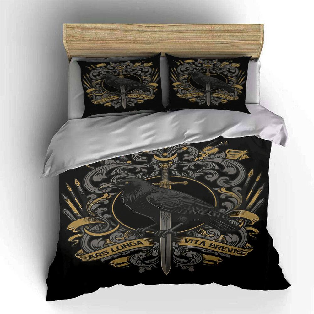 Raven, sword, scroll design. Bedding sets Duvet cover sets Duvet covers Pillowcases(1 * Duvet Cover 2 * Pillowcases, without duvet insert)