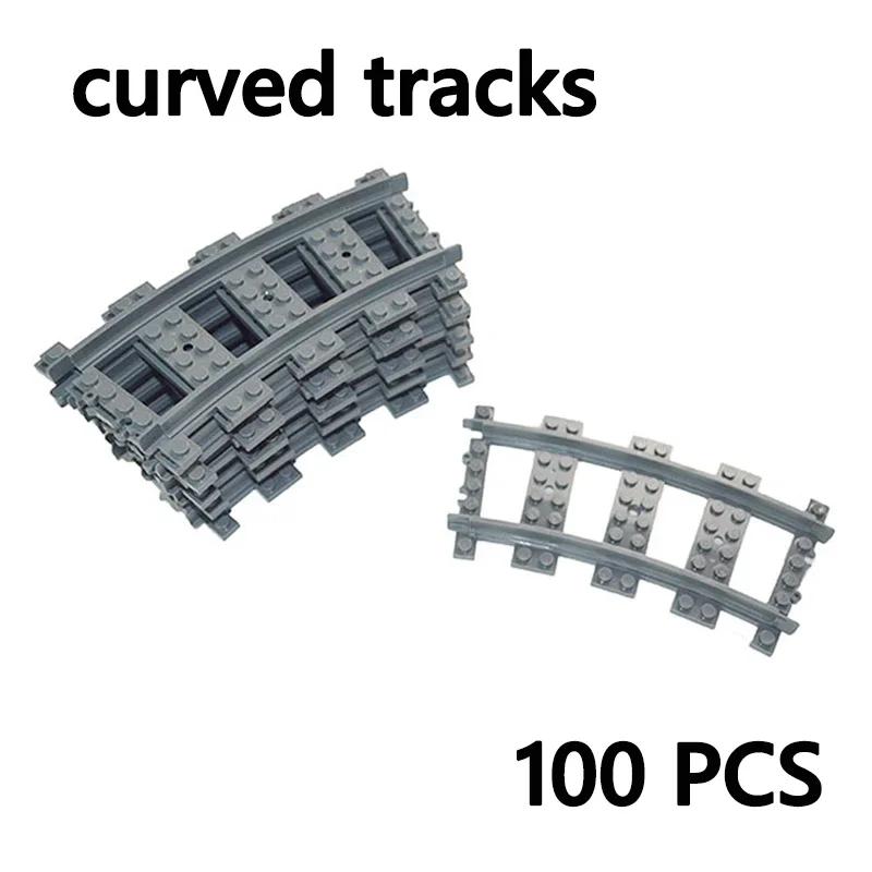 City Trains Diy Building Blocks Straight Curved Rail Bricks Parts Bridge Tunnel Model Soft Flexible Cross Tracks Railway Moc Toy