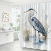 1Pc Watercolor Heron Pattern Shower Curtain, Polyester Fabric, Machine Washable, Suitable For Bathroom Decoration