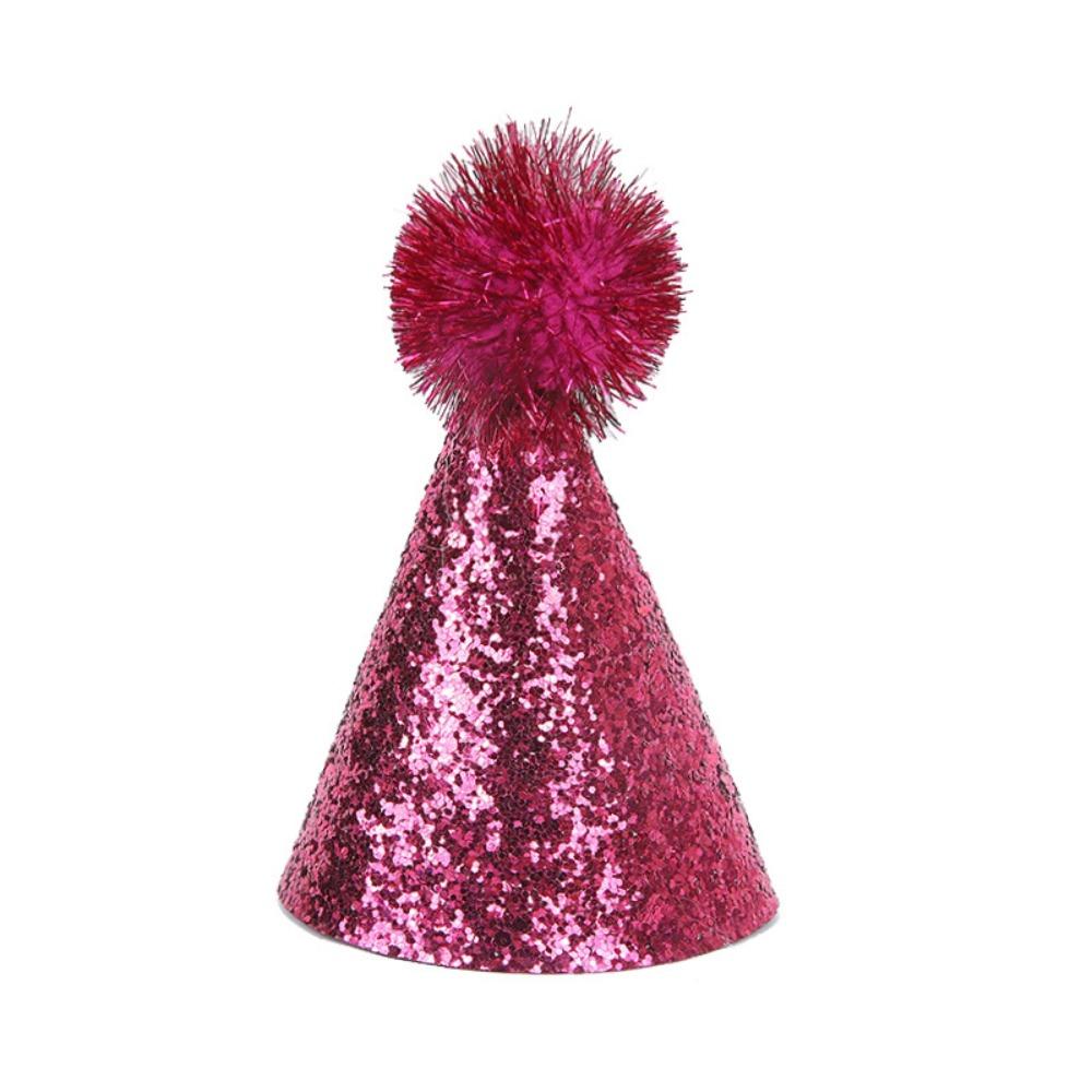 Creative Glitter Dog Birthday Hat Shiny Colorful Hairball Cat Party Cap Cute Adjustable Pet Headband Hats