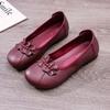 Middle-aged large-size leather women's shoes single shoes women's spring and autumn new casual shoes medium grandma flat leather shoes non-slip and 