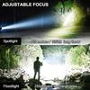 Powerful LED Flashlight Zoomable Torch Type-C Rechargeable Camping Lantern 5Modes Outdoor 26650 Power Bank Lights