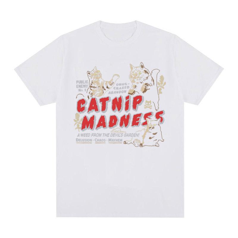 Tričko roztomilé zvíře Catnip Madness Kreativní design Legrační kočka Trička s krátkým rukávem Muži Ženy Móda Bavlna Trička nadměrné velikosti