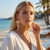 Transparente texturierte Harz-Blumen-Quasten-Hängeohrringe für Damen Herren Exquisite Trendige Florale Blütenblatt-Hängeohrringe Sommer Zirkon