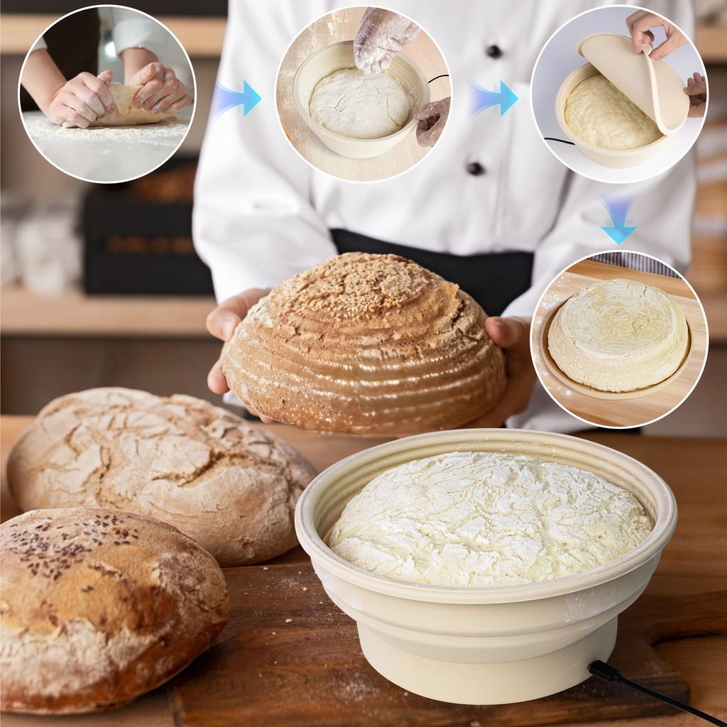 4-Level Temperature Control Silicone Fermentation Bowl with Thickened Edges for Bread Proofing Holiday Party Baking Food Warmer