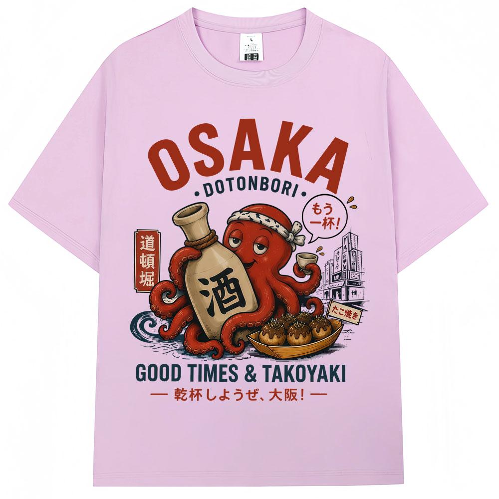 Japanese Style Osaka Dotonbori Graphic T Shirts Unisex Unisex Funny Octopus Vintage Tshirts Oversized Cotton Casual T Shirt Gifts
