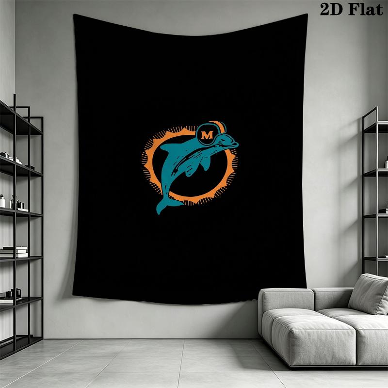 Miami Dolphins Wandteppich Ästhetisches Wandbehang Gedruckter Stoffdecke Dekorative Wandteppiche für Schlafzimmer Wohnzimmer Heimdekoration
