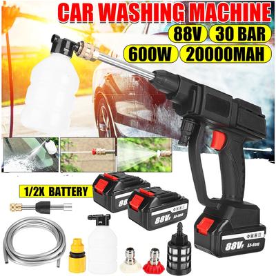 88V 3000W Cordless Car Washer Water Gun High Pressure Car Wash Water Gun Portable High Pressure Washer Foam With 2Pcs Battery