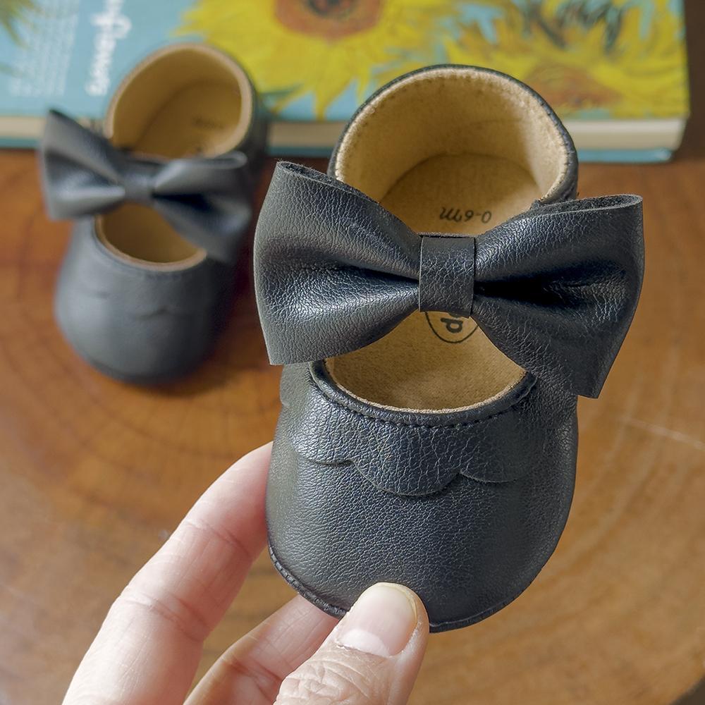 Baby Casual Shoes Infant Toddler Bowknot Non-slip Rubber Soft-Sole Flat PU First Walker Newborn Bow Decor Mary Janes