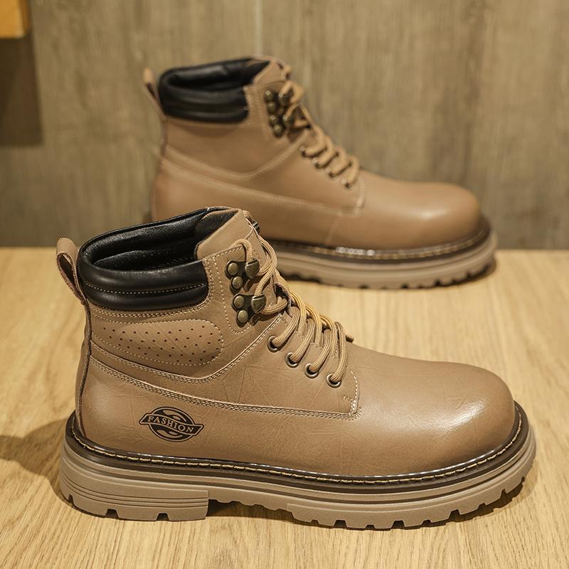 

Мужские модные челси на высоком голенище, мотоциклетные и ботильоны, ботинки ручной работы, мужская кожаная обувь, мужская повседневная обувь на толстой подошве 44 хаки