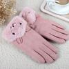 Solid Color Simple Cat Cycling Ski Point Finger Autumn And Winter Women Gloves Touch Screen Gloves Suede Korean Style Mittens