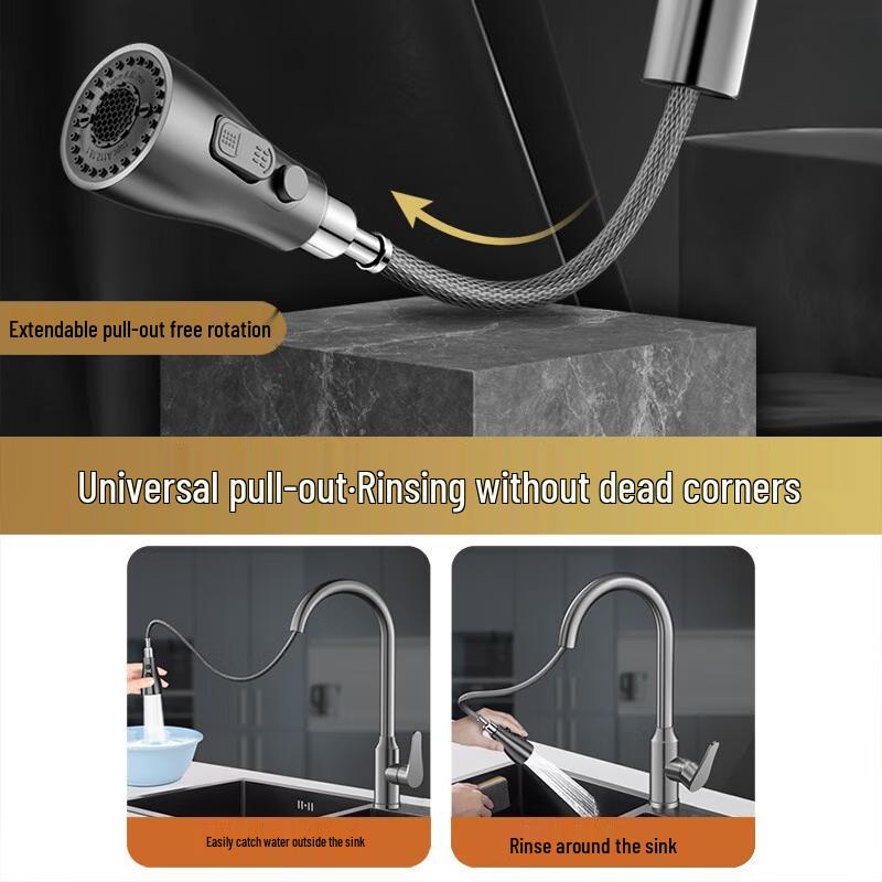 TLXT Pull-out Kitchen Sink Faucet, Hot & Cold