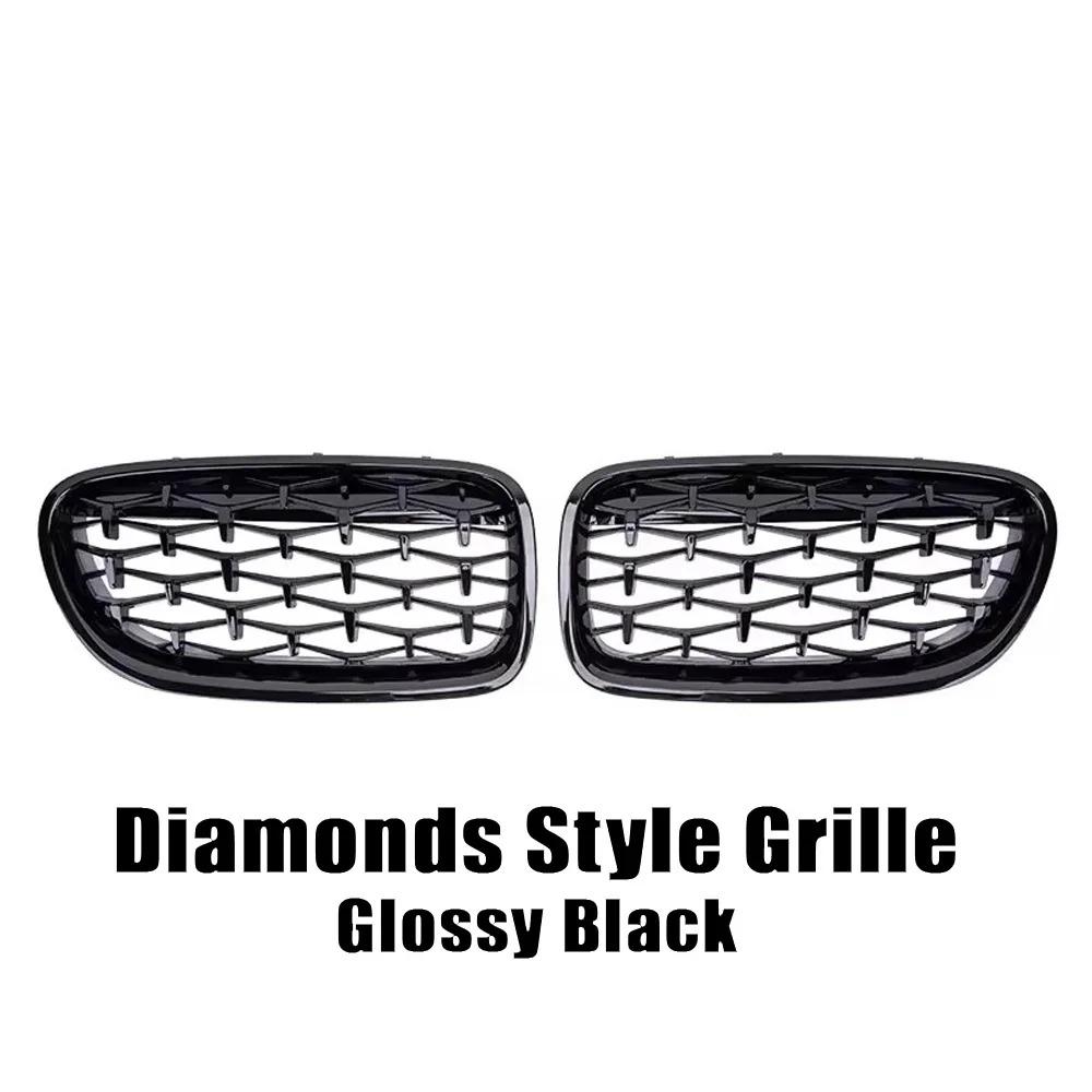 Silver Diamonds Style Upper Racing Grilles For BMW 5-Series F10  F18 2010-2017  Front Bumper Dual Slats Grills
