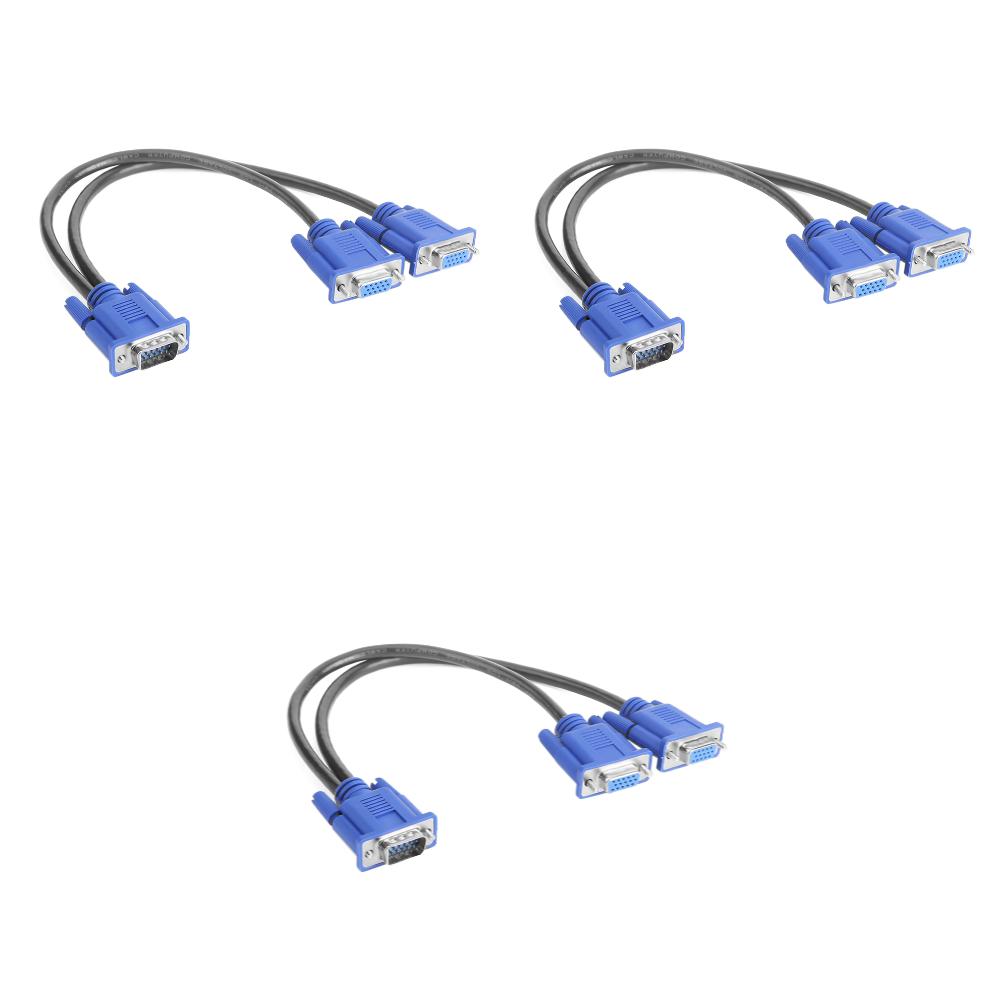 ALLOYSEED 1 Male VGA To 2 Female VGA Splitter Cable 2 Way VGA  Monitor Dual Video Graphic LCD Y Splitter Cable