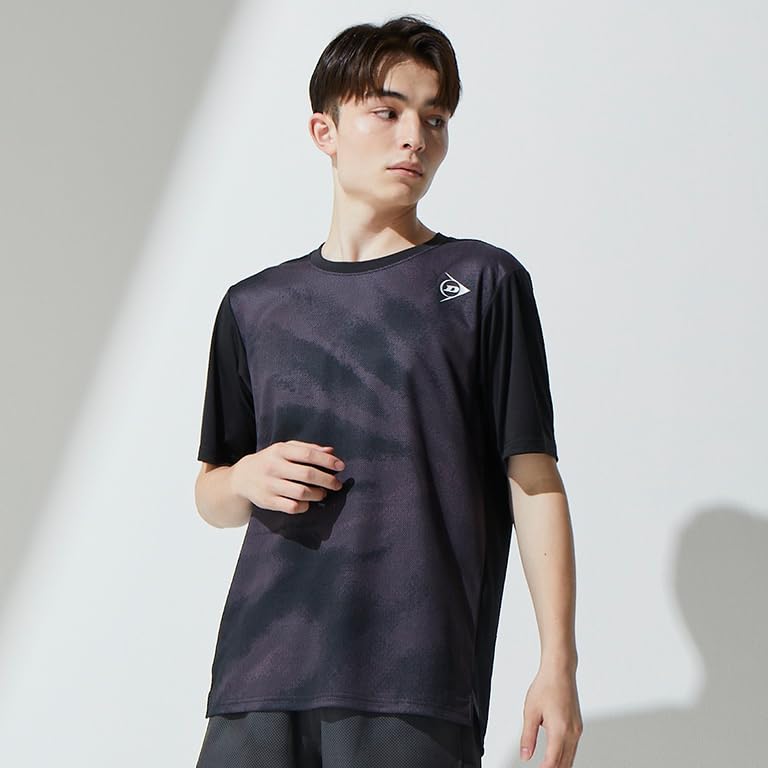 Dunlop Tennis Wear Badminton Short Sleeve Game Shirt Moisture Absorbent Quick Drying DAP1400 2024SS Black XO [DUNLOP]
