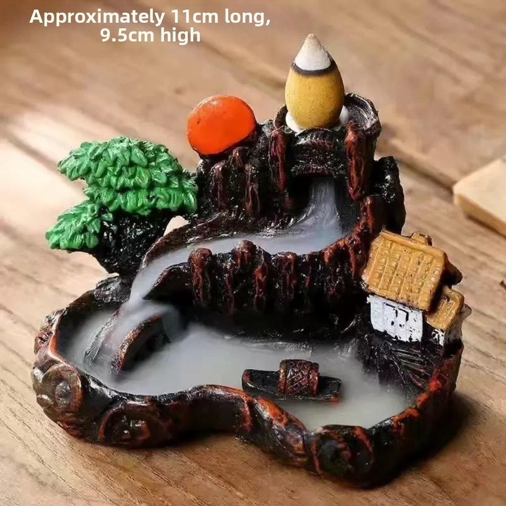 Mountain River Waterfall Incense Burner Resin Aromatherapy Ornament Home Decor Yoga