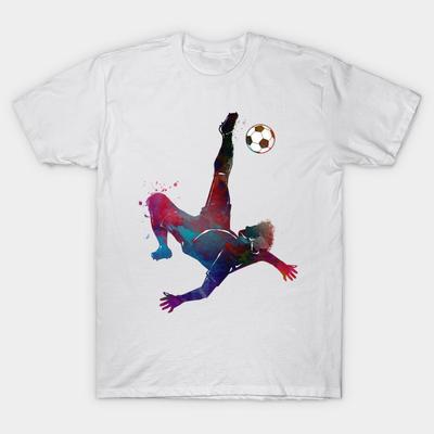 Men Black Print T-shirt Football Player Sport Art #Football #Soccer No-Cut Transfer Paper Print Cotton Tshirt