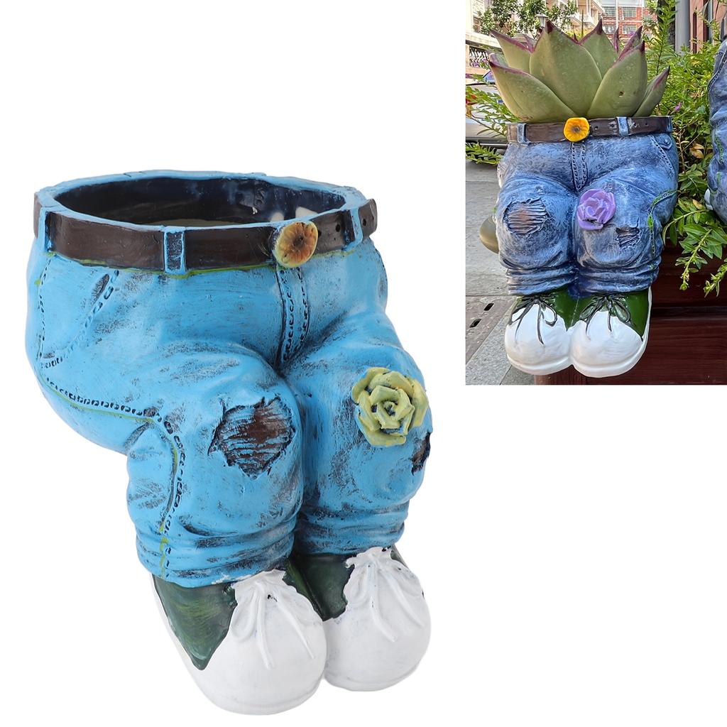 Pants Flower Pot Fashionable Resin Planter, Stylish Gift for Home, Garden, Yard, Lawn,  ,   with Balcony Garden Decoration