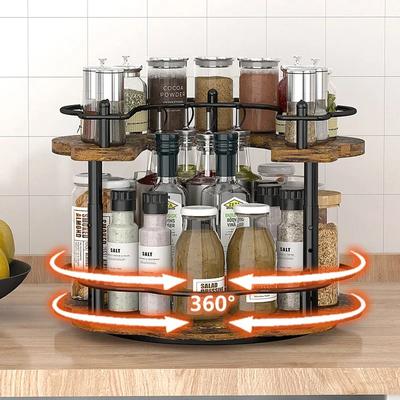 Otočný stojan na koření o 360°, úložný tác na koření, organizér na lahve s olejem, solí a sójou do kuchyně