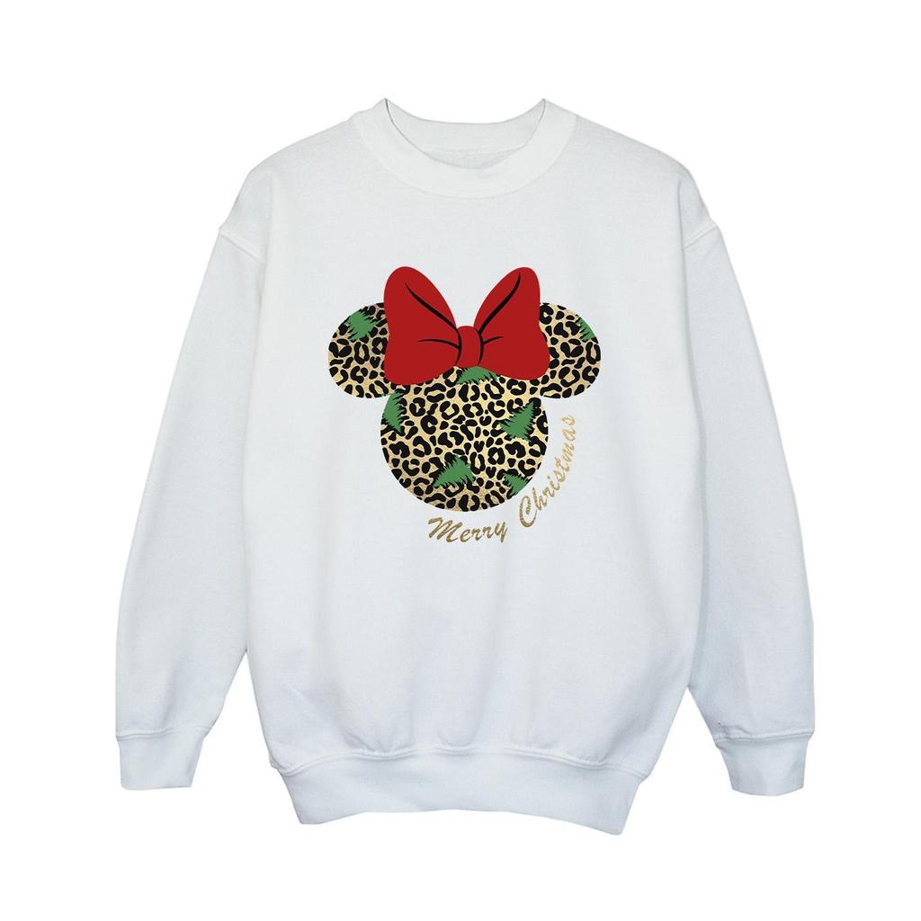 Disney Jungen-Weihnachts-Sweatshirt mit Minnie-Maus-Leopardenmuster