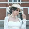Small Fresh Pastoral Style Fashionable Versatile Flat-top Lace Sun Hat Women's Straw Weaving Travel Sun Hat Sun Protection Big Eaves