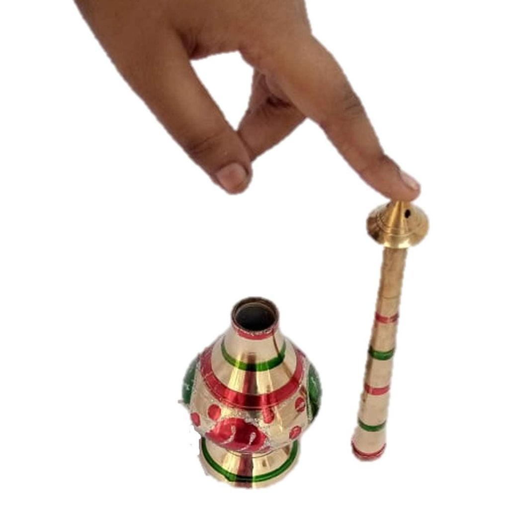 Pure Brass Gulab Pash Rose Water Holy Water and Perfume Sprinklers Gangajal Spray Bottle for Pooja/Puja Mandir Temple