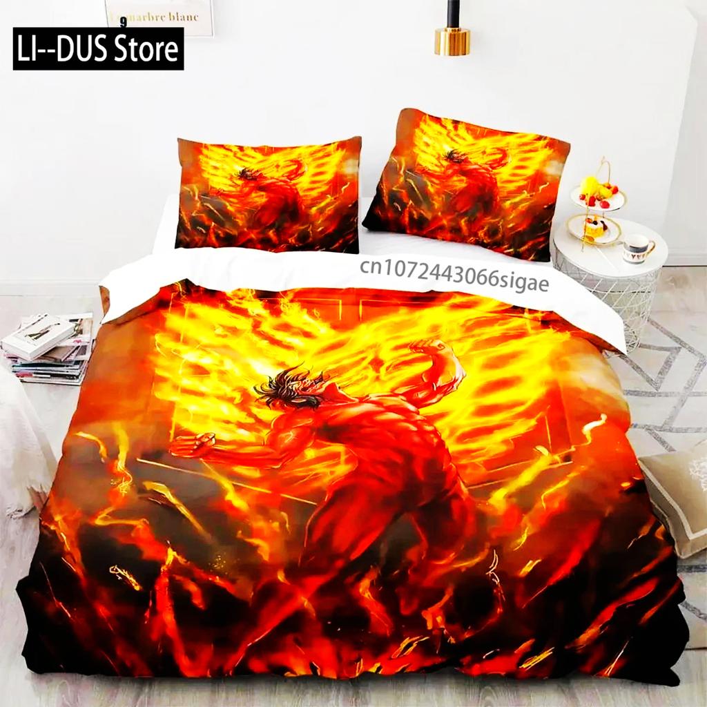 Anime Attack On Titan Logo Bedding Set Boys Girls Twin Queen King Size Duvet Cover Pillowcase Bed Boys Adult Home Textileextile