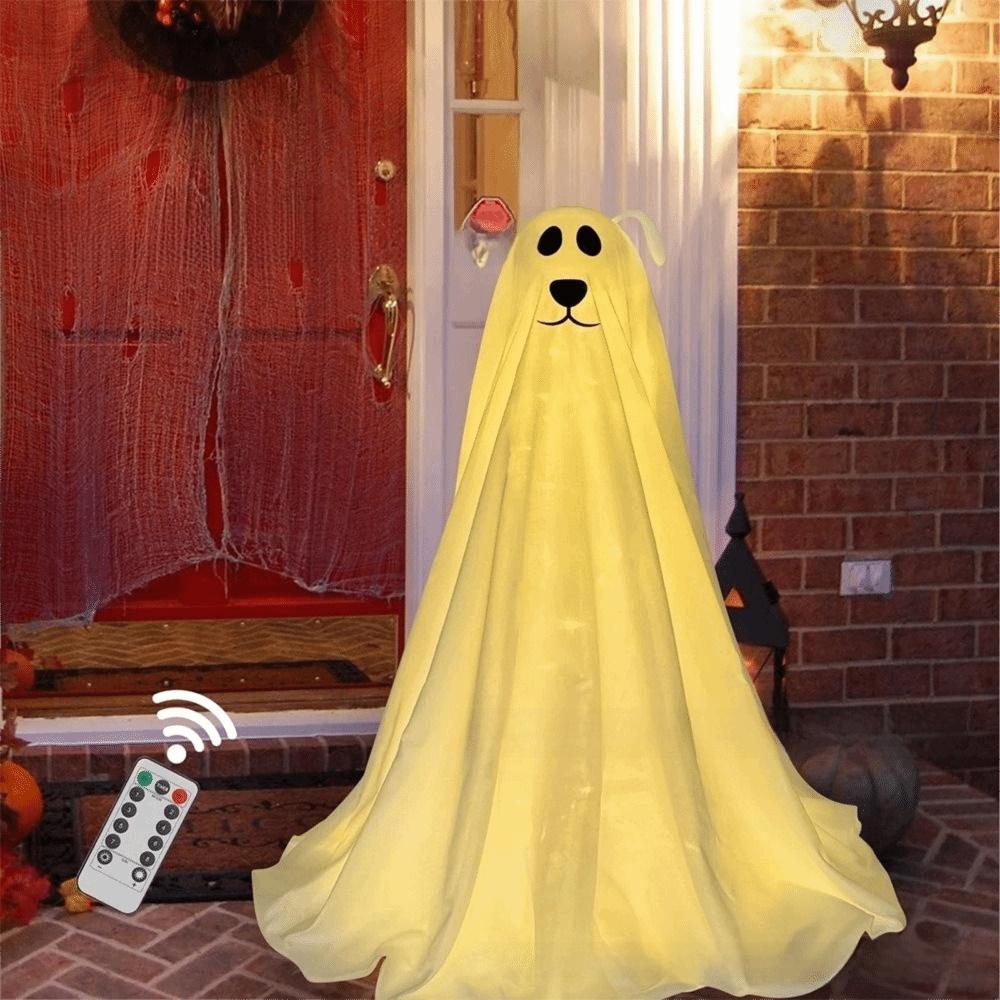 Lumières LED à télécommande Chien Fantôme Autoportant Décoration d'Halloween Accessoire Décoration de Porche Avant