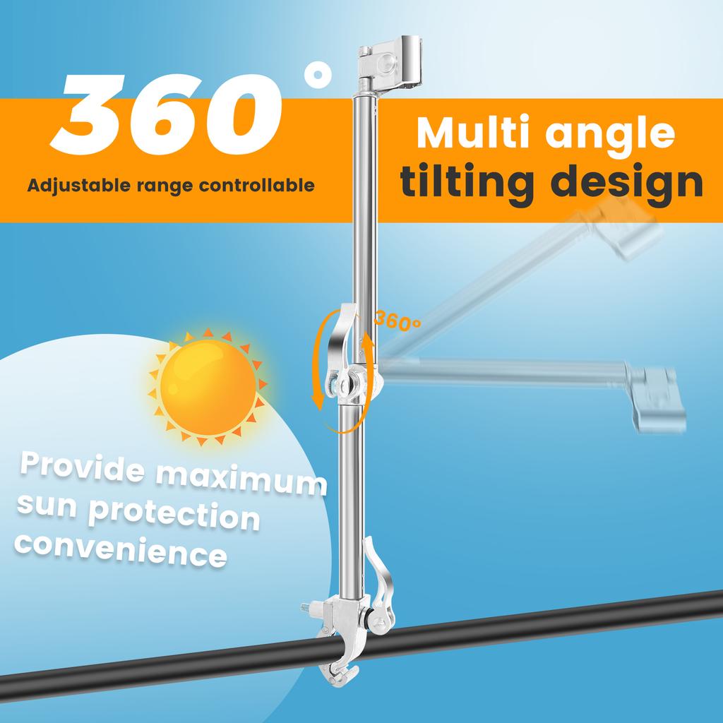 Kinderwagen Schirmhalterung Halter Verstellbarer Kinderwagen Schirmhalterung Edelstahl Klemme Ständer 2/3-Fach Sonnenschirm Befestigungsklemme