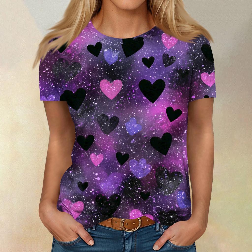 Women's Casual Fashion Valentine's Day Printed Short-Sleeve Top/T-Shirt