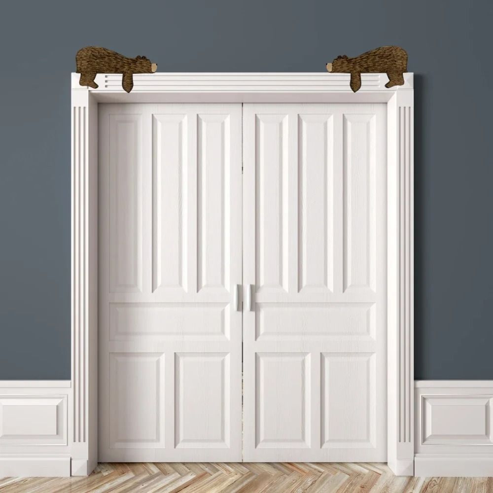 

2pcs Modern Bear Door Frame Funny Animal Door Sign Craft Door Corner Pendant Gift коричневый