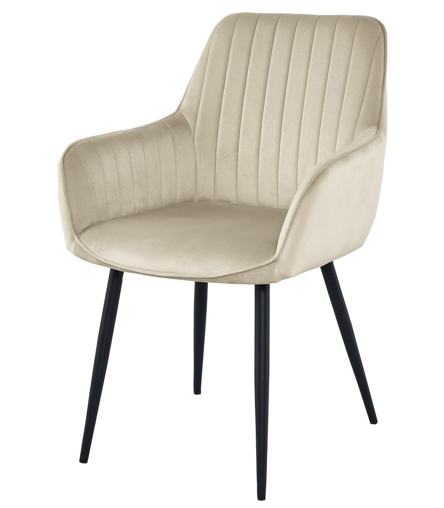 SOLDEN chair - beige velvet / black legs x 1