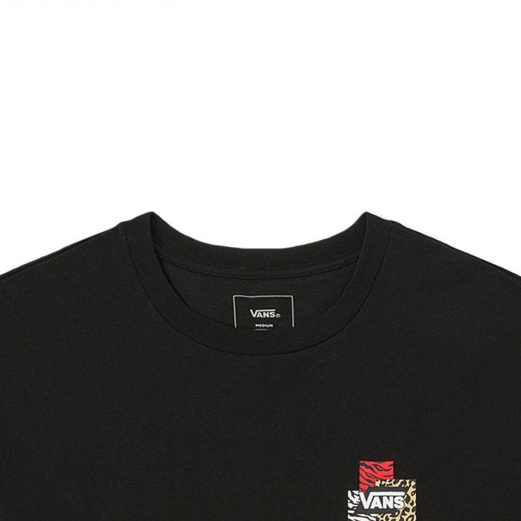 Vans Logo Print Crew Neck Long Sleeve T-Shirt Unisex Tops Black VN0A7YJKBLK