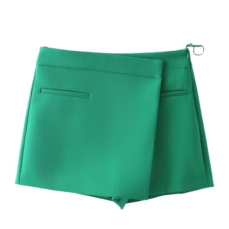 Fall 2024 High Waist Slim Looking Sheath A- line Skirt Women's Commute Leisure Asymmetric Culottes 4 Colors 7385597
