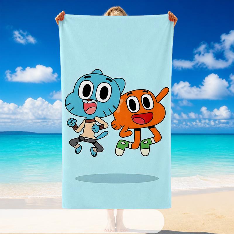 Quick Dry Beach Towel Amazing World of Gumball Pattern, Lightweight Absorbent Towel for Pool Beach Vacation Use