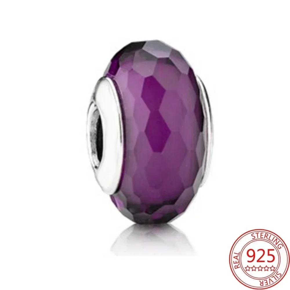 Neuer Kupfer-Lila Murano-Perlen Stiefmütterchen Blume Anhänger Charm Passend für Originalmarken Armband und Halskette Damenschmuck Geschenk