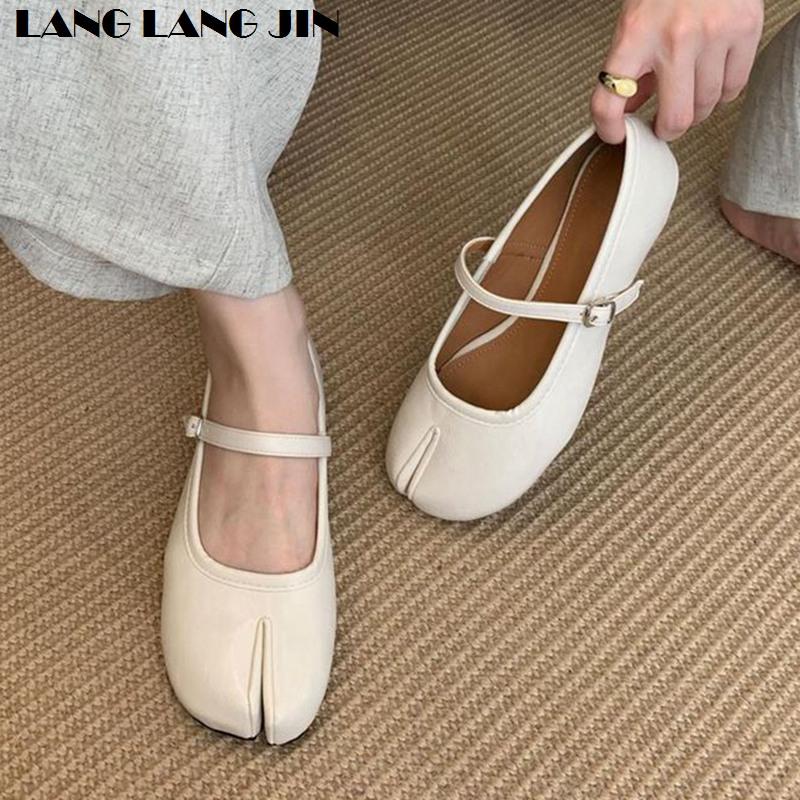 Modne Buty Tabi Ninja Damskie Płaskie Baleriny z Dzielonym Palcem Baleriny Damskie Mokasyny na Okrągłym Obcasie Tacones Damskie Mokasyny Marka Mujer