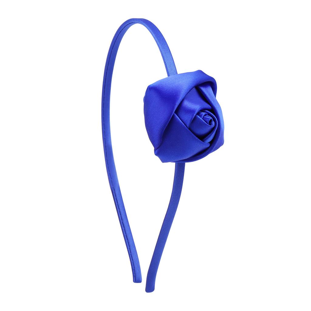 Dziewczęca satynowa opaska na głowę z kwiatem róży w stylu vintage, opaska do włosów, akcesoria do włosów, nakrycie głowy do stroju ślubnego, ręcznie robiony ozdobny element na głowę